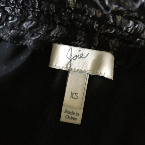 JOIE Black Print Silk Chiffon Smocked Blouse XS - Picture 4 of 5